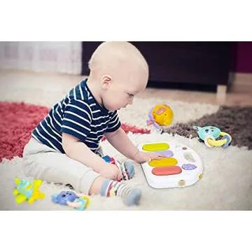 Christoy Baby Play Gym Kick and Play Mat Newborn Activity Gym Lay & Play 3 in 1 Fitness Music and Lights Fun Piano (Blue)