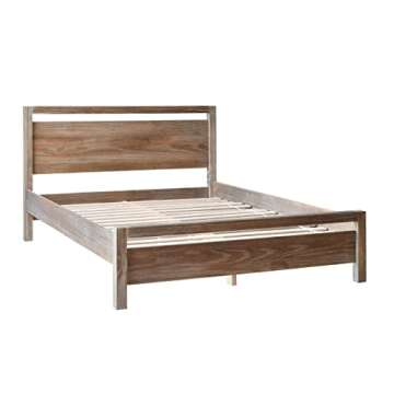 Grain Wood Furniture Loft Queen Size Solid Wood Bed, Weathered Pine