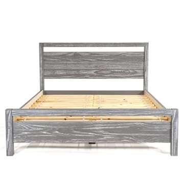 Grain Wood Furniture Loft Queen Size Solid Wood Bed, Weathered Pine