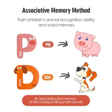 JCREN Jumbo Magnetic Letters Animals Alphabet Toys,Fridge Magnets Stick Large ABC Alphabet Uppercase Toy Set Preschool Learning Spelling Refrigerator Gift for 3 4 5 Year Old Toddler Kids Boys Girls