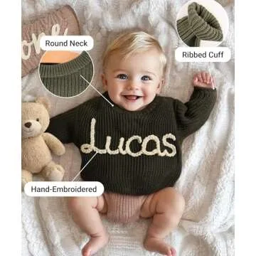 Personalized Baby Sweater - Custom Knit with Embroidered Name for Newborns