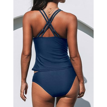 CUPSHE V Neck Ruched Tankini Stylish Bathing Suit for Women