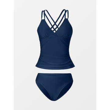 CUPSHE V Neck Ruched Tankini Stylish Bathing Suit for Women