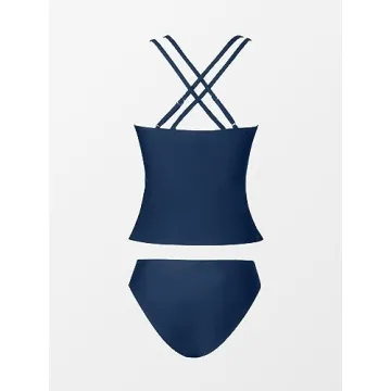 CUPSHE V Neck Ruched Tankini Stylish Bathing Suit for Women