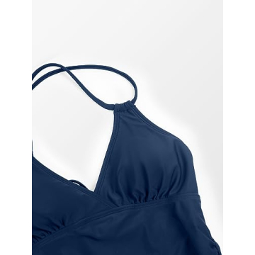 CUPSHE V Neck Ruched Tankini Stylish Bathing Suit for Women