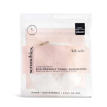 Kitsch Ultra Soft Microfiber Towel Scrunchies for Women - Large Hair Ties for Wet Hair | Wrist Towels for Face Washing, 2 pc (Ivory)