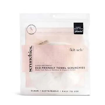 Kitsch Ultra Soft Microfiber Towel Scrunchies for Women - Large Hair Ties for Wet Hair | Wrist Towels for Face Washing, 2 pc (Ivory)