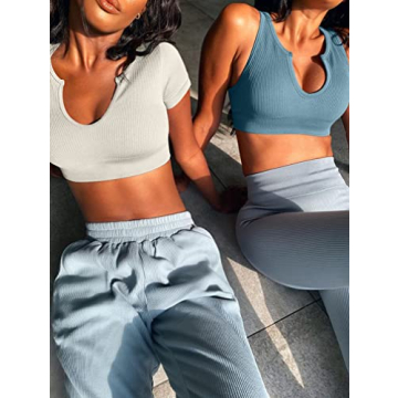 GXIN Women's Seamless Ribbed Workout Set - Stylish and Comfortable