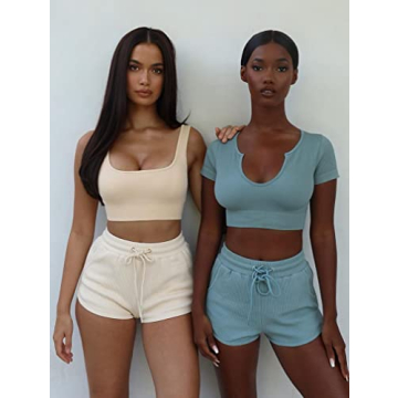 GXIN Women's Seamless Ribbed Workout Set - Stylish and Comfortable