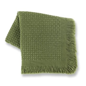 Eco-Friendly CozeCube Boho Throw Blanket - Olive Green