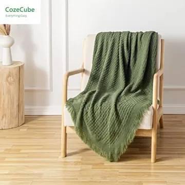 Eco-Friendly CozeCube Boho Throw Blanket - Olive Green