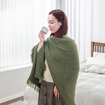 Eco-Friendly CozeCube Boho Throw Blanket - Olive Green
