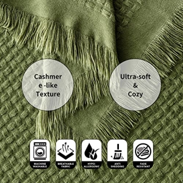 Eco-Friendly CozeCube Boho Throw Blanket - Olive Green