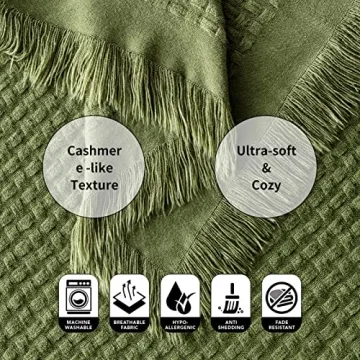 Eco-Friendly CozeCube Boho Throw Blanket - Olive Green