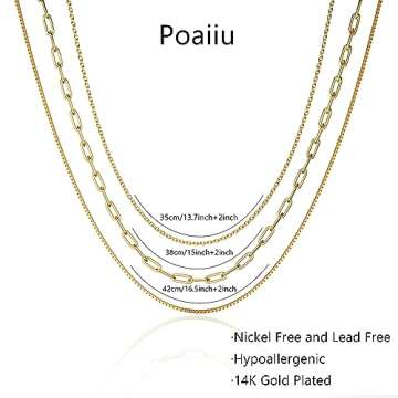Gold Layered Choker Necklace for Women Dainty 14k Gold Plated Simple Paperclip Chain Layering Necklace Trendy Gold Jewelry Gift for Women