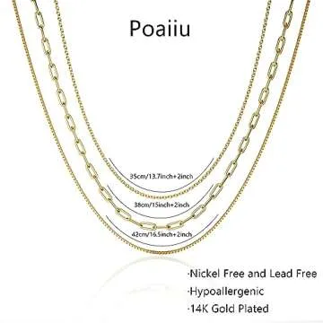 Gold Layered Choker Necklace for Women Dainty 14k Gold Plated Simple Paperclip Chain Layering Necklace Trendy Gold Jewelry Gift for Women
