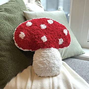 Dreamstall Mushroom Throw Pillow Tufted Mushroom Shape Decorative Cushion 15” x 15” – Mushroom...