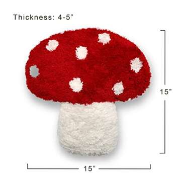Dreamstall Mushroom Throw Pillow Tufted Mushroom Shape Decorative Cushion 15” x 15” – Mushroom Decor for Bed, Couch, Living Room (Red)
