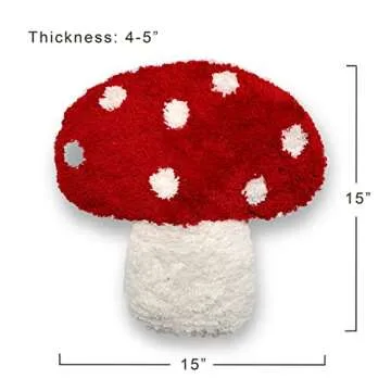 Dreamstall Mushroom Throw Pillow Tufted Mushroom Shape Decorative Cushion 15” x 15” – Mushroom Decor for Bed, Couch, Living Room (Red)