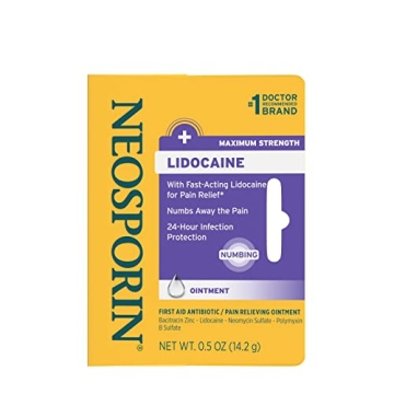 Neosporin + Lidocaine First Aid Antibiotic Ointment, Maximum Strength & Fast-Acting Topical Pain Rel...