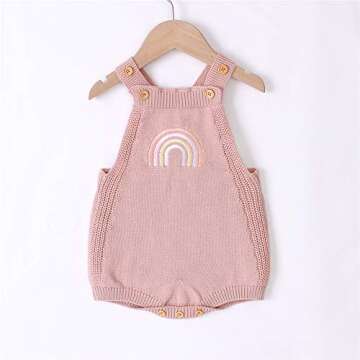 Newborn Baby Boy Girl Long Sleeve Rainbow Print Long Sleeve Romper Footies Bodysuits Jumpsuit