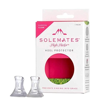 Solemates High Heel Protectors (Clear, Narrow) Stoppers - Stops Sinking into Grass Protector for Hee...