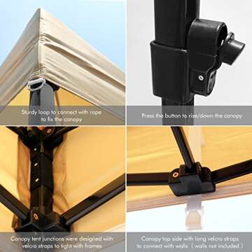 TopCamp 10x10ft Pop Up Canopy Tent Waterproof Shelter