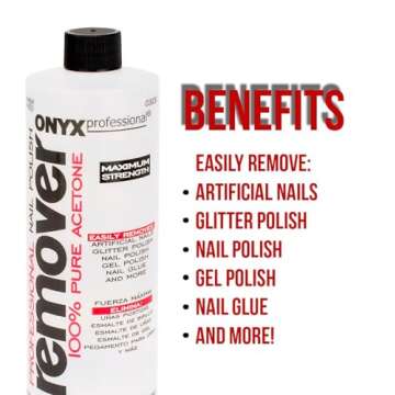Onyx Professional 100% Pure Acetone Nail Polish Remover Kit with 7 inch Nail File, Maximum-Strength Nail Polish Remover for Gel, Artificial & Glitter Nail Polish, Quick and Effective Formula, 16 Fl Oz