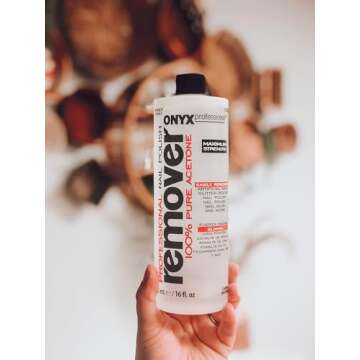 Onyx Professional 100% Pure Acetone Nail Polish Remover Kit with 7 inch Nail File, Maximum-Strength Nail Polish Remover for Gel, Artificial & Glitter Nail Polish, Quick and Effective Formula, 16 Fl Oz