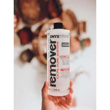 Onyx Professional 100% Pure Acetone Nail Polish Remover Kit with 7 inch Nail File, Maximum-Strength Nail Polish Remover for Gel, Artificial & Glitter Nail Polish, Quick and Effective Formula, 16 Fl Oz