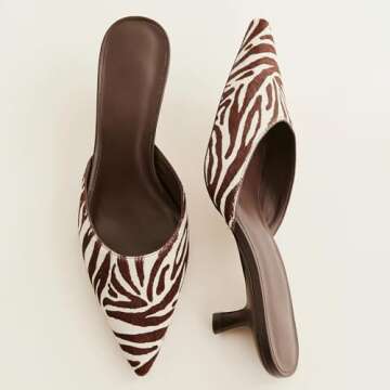 Riekhany Women Kitten Heels Mules Closed Pointed Toe Slip on Backless Stiletto Suede Slingback Heels...