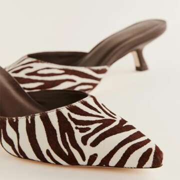 Riekhany Women Kitten Heels Mules Stylish Suede Backless