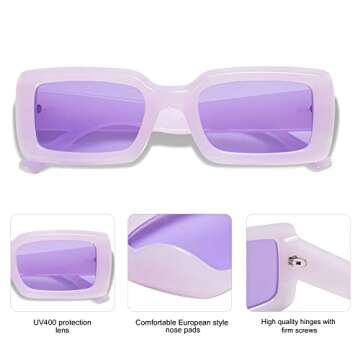 Buy Allarallvr Trendy Rectangle Sunglasses for Summer Style