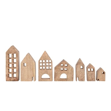 Creative Co-Op Set of 7 Mango Wood Decorative Houses