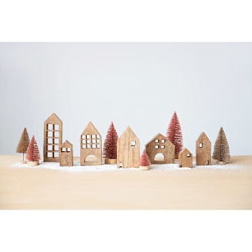 Creative Co-Op Set of 7 Mango Wood Decorative Houses