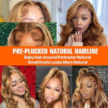 Yamikk 13x5 4/27 Ombre Colored HD Lace Front Wigs Human Hair Pre Plucked With Baby Hair 180 Density Highlight Body Wave Frontal Wigs Human Hair 22 Inch