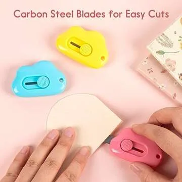 Box Cutters, 6 Pack Retractable Letter Opener, Mini Utility Knives Cloud Shaped Box Opener Envelope Slitter, Small Package Opener Paper Cutters with Keychain Hole