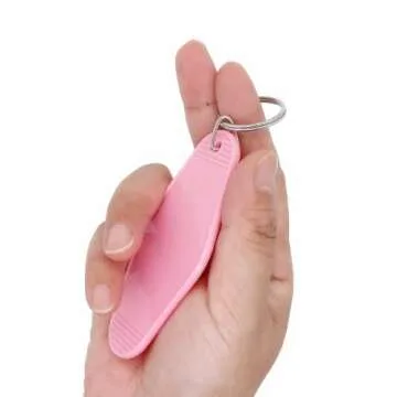 Nwsrayu 10pcs Blank Hotel Keychains Bulk Vintage Motel Keychain Vinyl HTV printing Keychains DIY Keychain tags (Pink)