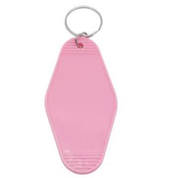 Nwsrayu 10pcs Blank Hotel Keychains Bulk Vintage Motel Keychain Vinyl HTV printing Keychains DIY Keychain tags (Pink)