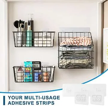 HAPY SHOP 8 Pack Adhesive Hooks Sticker Strong Shower Caddy Adhesive Hooks Replacement Nail Free Adhesive Pad No-Trace Wall Stick Adhesives Hook for Bathroom Shower Caddy Corner Shelf