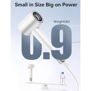 High-Speed Hair Dryer, 110,000 RPM Ionic Blow Dryer with 200 Million Negative Ions, Quiet (51dB), Thermo-Control, Fast Drying, Magnetic Diffuser & Nozzle for Women, Men, and Kids