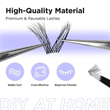 BEYELIAN Cluster Lashes D+ Curl 84 Pcs Lightweight and Natural Look