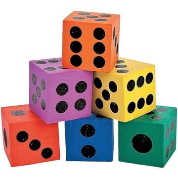 RINCO ~ 12 ~ Foam Dice ~ 1.5 Inch ~ Games Math Teaching ~ New