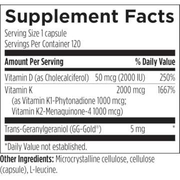 Designs for Health Vitamin D Synergy - 2000 IU Vitamin D with K Supplement - Supports Healthy Moods, Bone Health + Immune Health for Adults - VIT D3 + Vitamin K - Gluten Free + Non-GMO (120 Capsules)