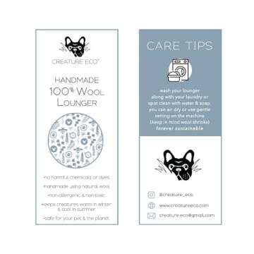 Creature ECO Handmade Wool Dog Bed - Dog Beds for Large Dogs - Pet Lounger for All Breeds- Washable Dog Crate Mate with Attractive Design & Ultra-Soft Wool Material - Natural Grey