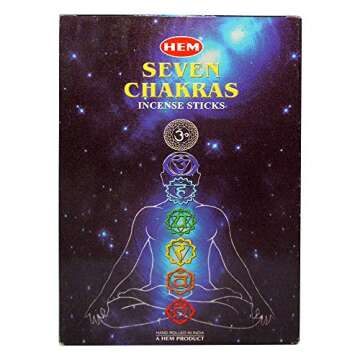 HEM 7 Chakra Incense Sticks (35 Sticks 12 Box) | Natural Fragrance For Aromatic Rooms | Air Purifier...