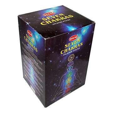 HEM 7 Chakra Incense Sticks (35 Sticks 12 Box) | Natural Fragrance For Aromatic Rooms | Air Purifier, Stress Relief & Cleansing and Meditations