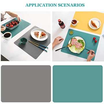 Silicone Placemats,Kids Placemats,Table Mats Set of 4 Waterproof Heat Resistant Non-Slip Kitchen Placemat for Dining Table 15.8x11.7 inch（Grey）