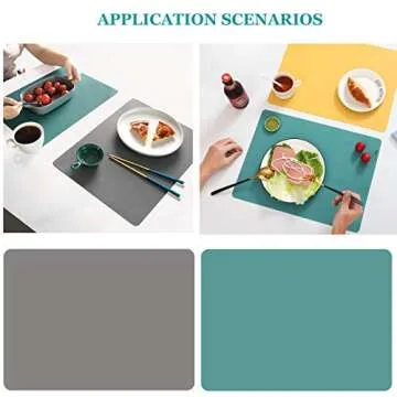 Silicone Placemats,Kids Placemats,Table Mats Set of 4 Waterproof Heat Resistant Non-Slip Kitchen Placemat for Dining Table 15.8x11.7 inch（Grey）