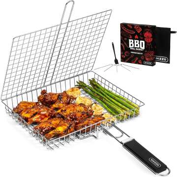 SHIZZO BBQ Grill Basket Set for Outdoor Cooking